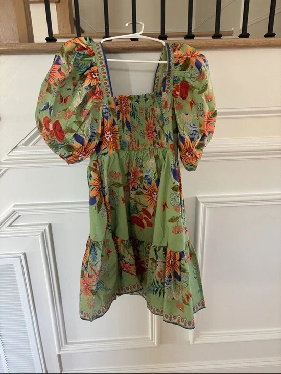 Farm Rio Yard Green Floral Mini Dress - Picture 6 of 8